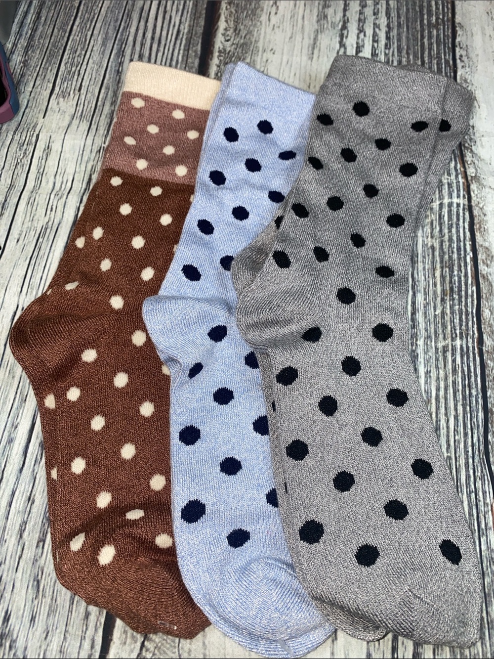 Wmn’s Cashmere Blend Polka Dot Crew Socks Set of 3 Soft Luxury Lounge Socks NWOT